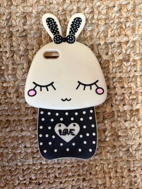 Bunny Silicone Phone Case - Black & Cream
